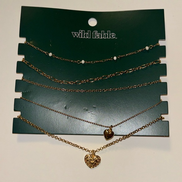 Wild Fable Set of 5 Layered Simple Dainty Gold Necklaces - Picture 2 of 6